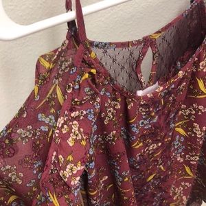 Maroon long sleeves loose blouse